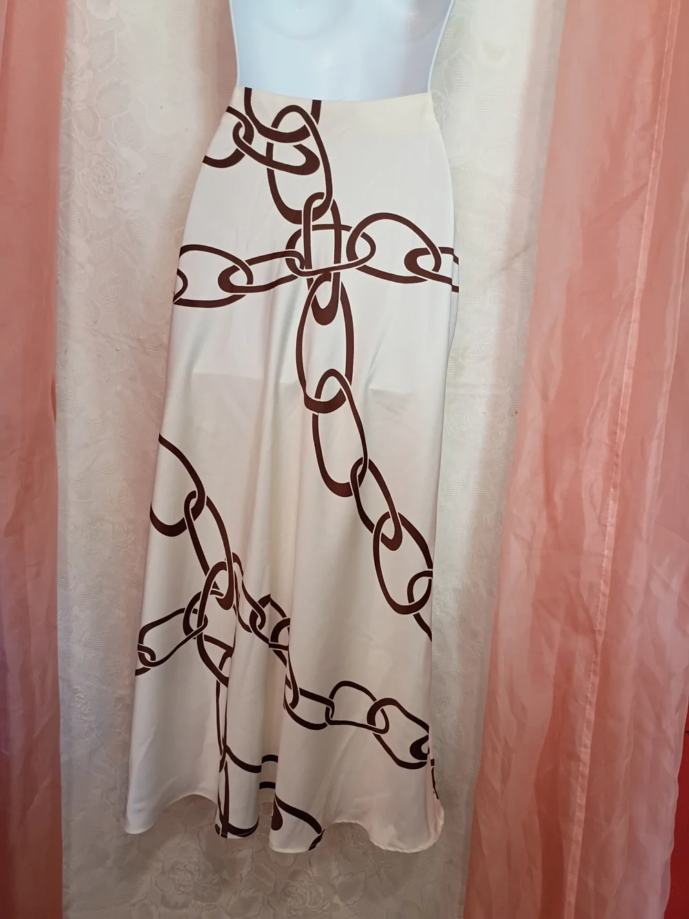 🛍️ BUNDLE ONLY🛍️Worthington Cream Maxi Skirt with Brown Chain Print